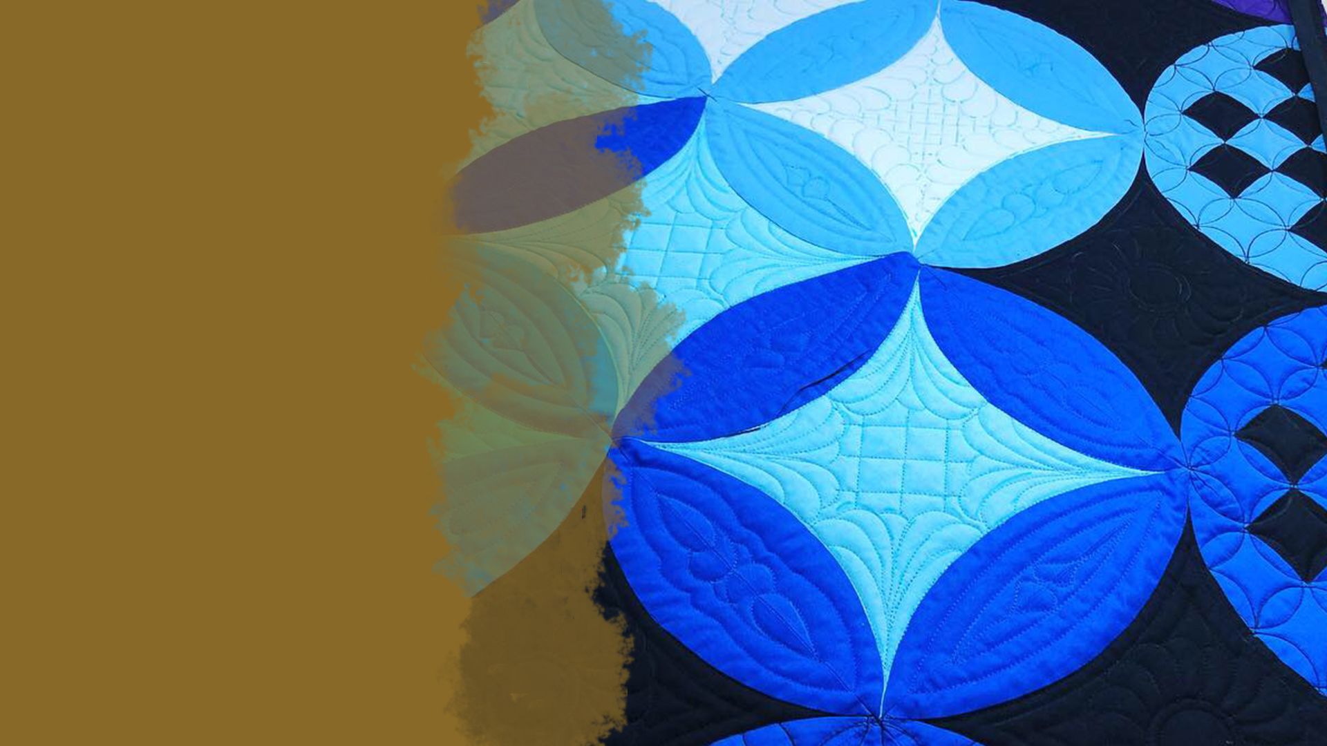 Blue section of the Surfing through Rainbows quilt.